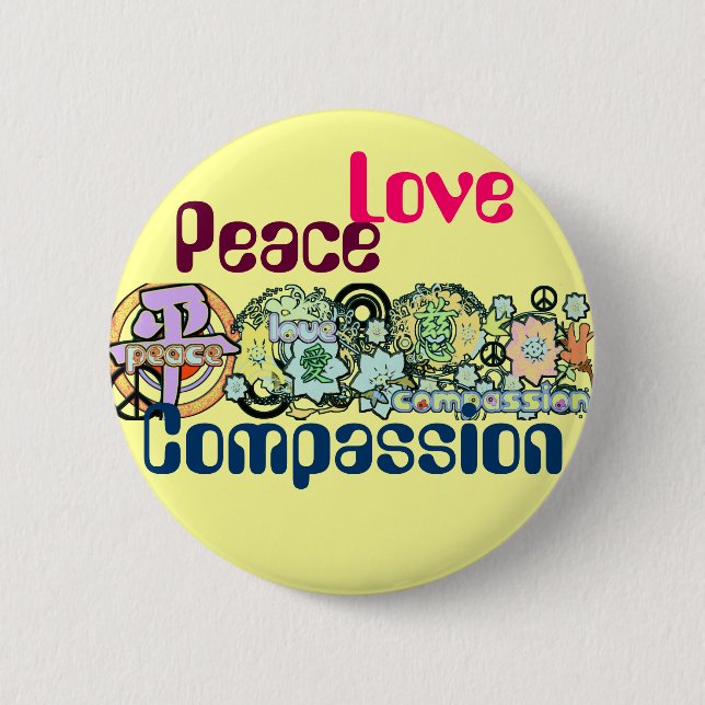 Badge Rond 5 Cm Bouton Paix Amour Compassion (Devant)