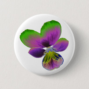 Badge Rond 5 Cm Bouton Pansy violet et vert