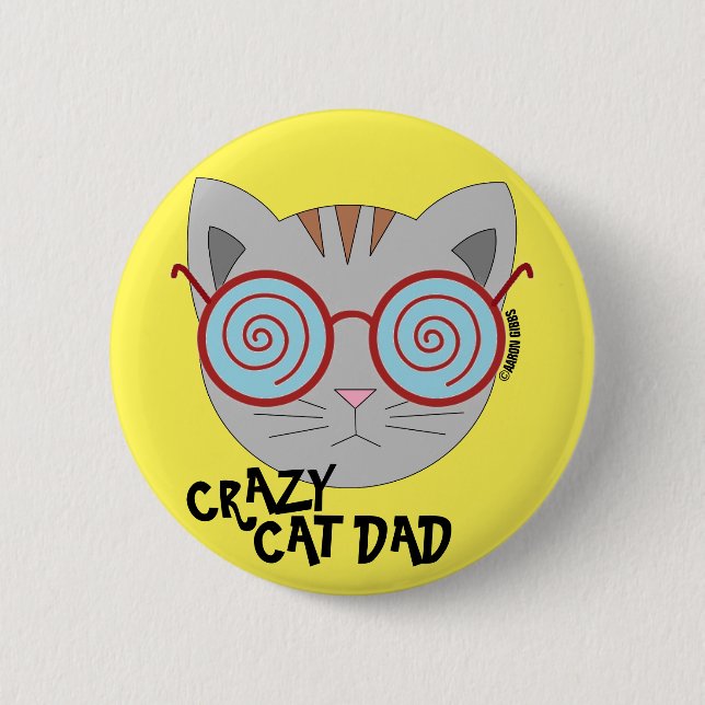 Badge Rond 5 Cm Bouton Papa Crazy Cat (Devant)