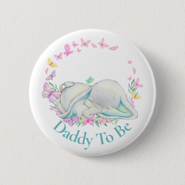 Badge Rond 5 Cm Bouton Papillon à papa Eléphant mignon (Devant)