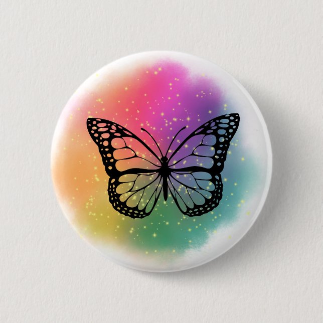 Badge Rond 5 Cm Bouton papillon aquarelle (Devant)
