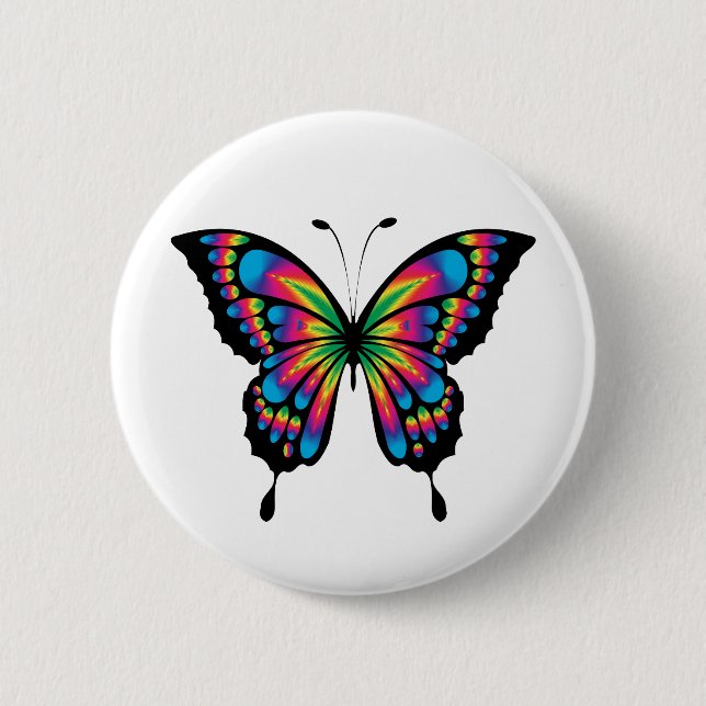 Badge Rond 5 Cm bouton papillon arc-en-ciel (Devant)