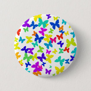 Badge Rond 5 Cm Bouton papillon coloré