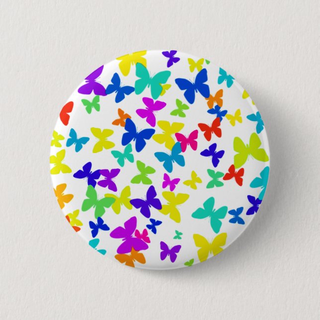 Badge Rond 5 Cm Bouton papillon coloré (Devant)