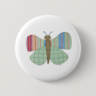 Badge Rond 5 Cm Bouton Papillon de la menthe