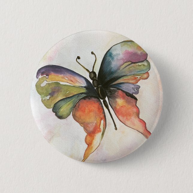 Badge Rond 5 Cm Bouton papillon du bonheur (Devant)