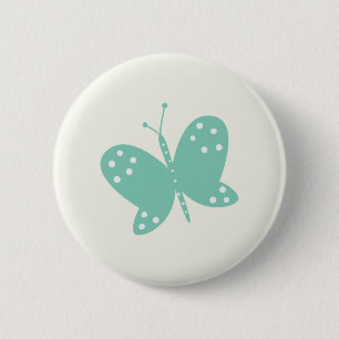 Badge Rond 5 Cm Bouton Papillon Vert