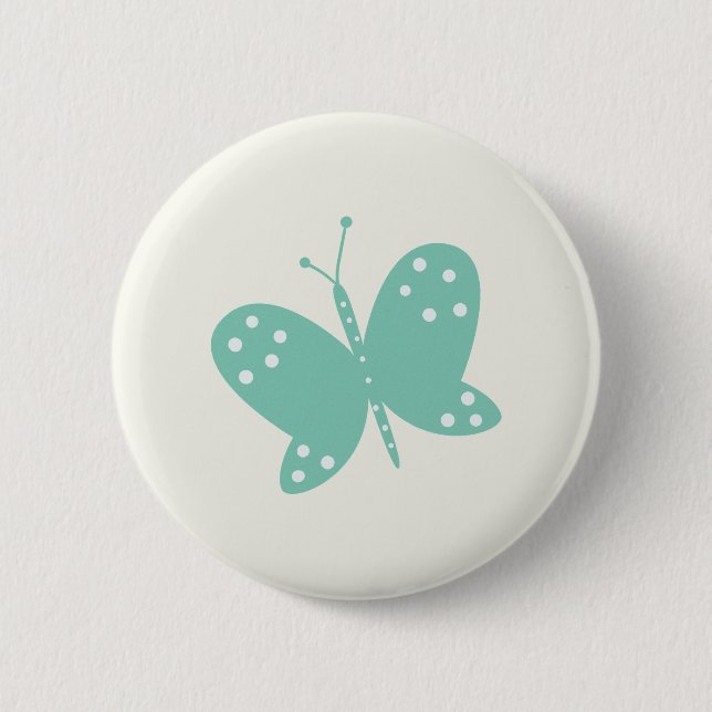 Badge Rond 5 Cm Bouton Papillon Vert (Devant)