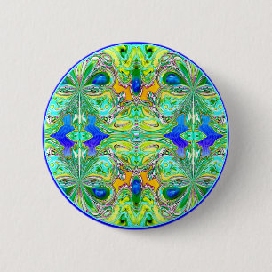 Badge Rond 5 Cm Bouton : "Papillons verts avec les pierres gemmes