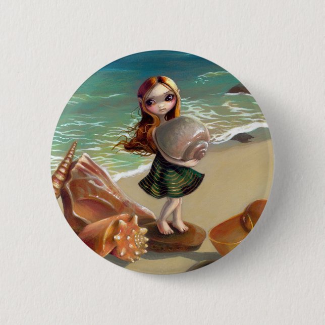 Badge Rond 5 Cm Bouton "par bord de la mer" (Devant)