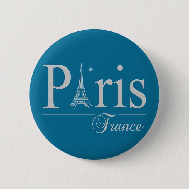 Badge Rond 5 Cm Bouton Paris France (Devant)