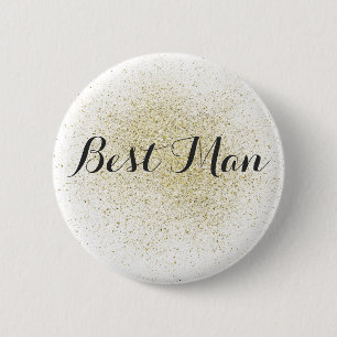 Badge Rond 5 Cm Bouton parties scintillant Gold Best Man