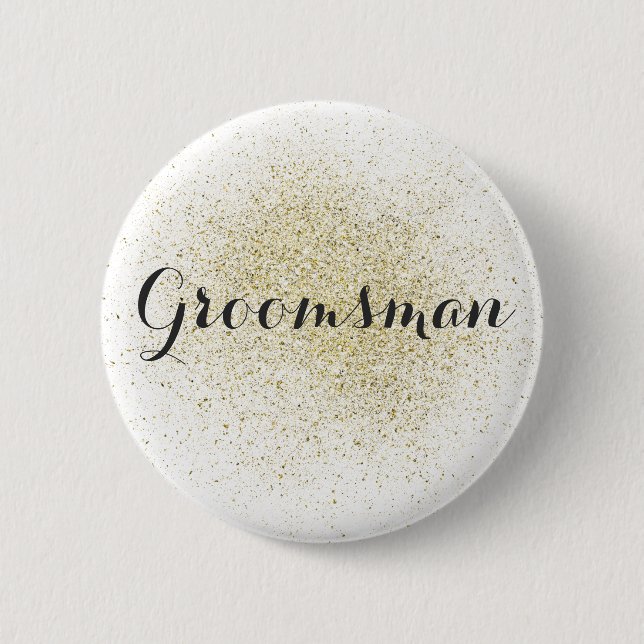 Badge Rond 5 Cm Bouton parties scintillant Gold Groomsman (Devant)