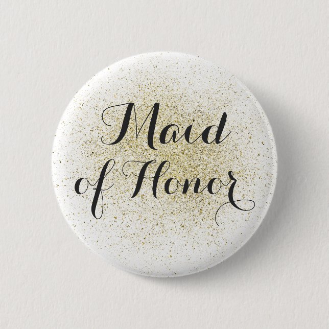 Badge Rond 5 Cm Bouton parties scintillant Gold Maid of Honor (Devant)