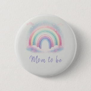 Badge Rond 5 Cm Bouton Pastel Rainbow Mom-to-be - Personnalisé