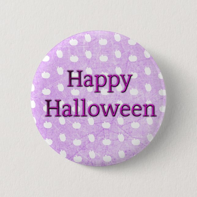 Badge Rond 5 Cm Bouton Patch Citrouille violet Halloween (Devant)