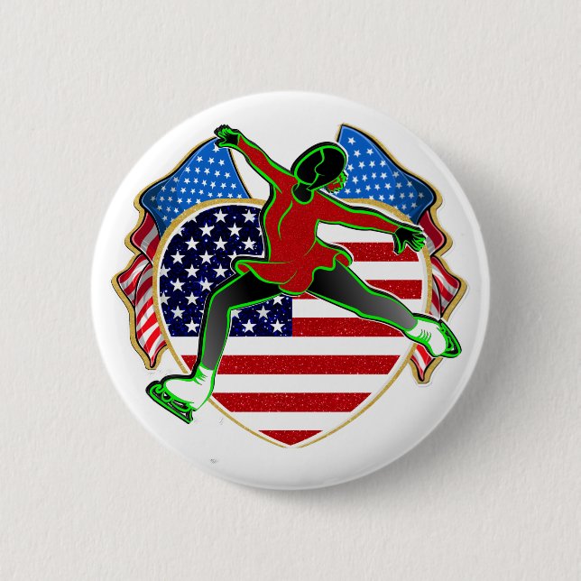 Badge Rond 5 Cm BOUTON Patinage artistique USA (Devant)