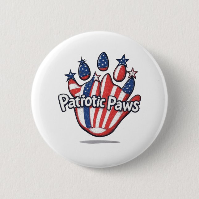 Badge Rond 5 Cm Bouton Patriotique - Bouton Paw Drapeau Patriotiqu (Devant)
