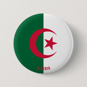 Badge Rond 5 Cm Bouton patriotique de charme du drapeau d'Algérie