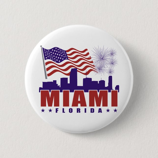 Badge Rond 5 Cm Bouton patriotique de Miami la Floride (Devant)