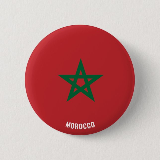 Badge Rond 5 Cm Bouton patriotique du drapeau du Maroc (Devant)