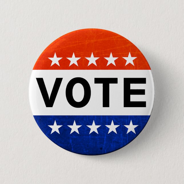 Badge Rond 5 Cm Bouton patriotique rouge de vote blanc et bleu (Devant)