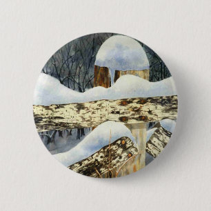 Badge Rond 5 Cm Bouton Paysage d'hiver