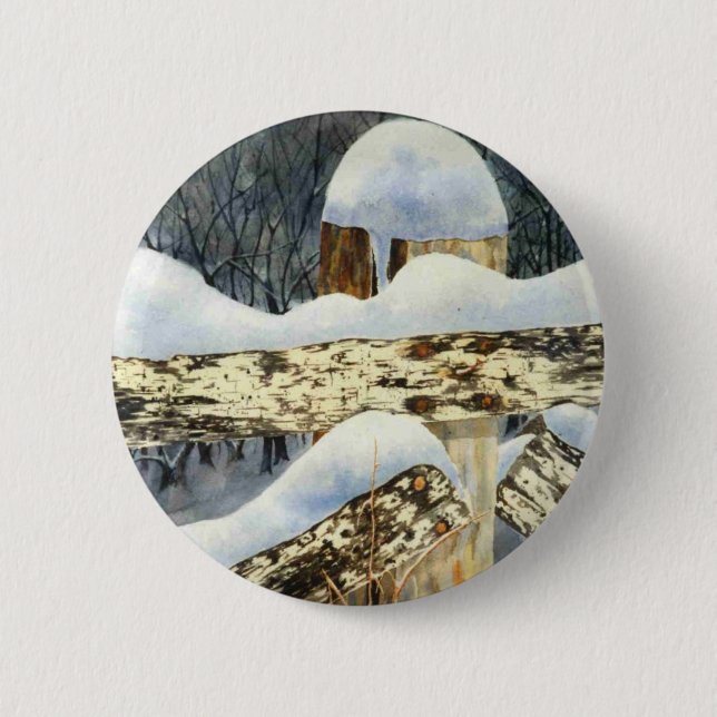 Badge Rond 5 Cm Bouton Paysage d'hiver (Devant)