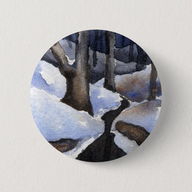 Badge Rond 5 Cm Bouton Paysage d'hiver (Devant)