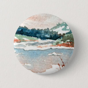 Badge Rond 5 Cm Bouton Paysage d'hiver