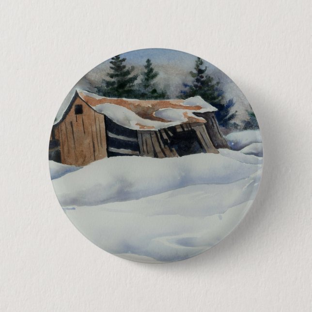 Badge Rond 5 Cm Bouton Paysage d'hiver (Devant)