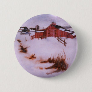 Badge Rond 5 Cm Bouton Paysage d'hiver