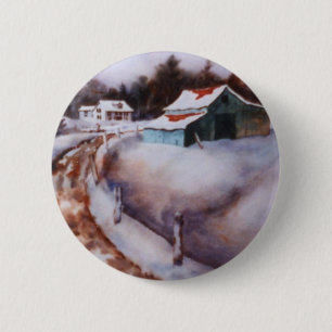Badge Rond 5 Cm Bouton Paysage d'hiver