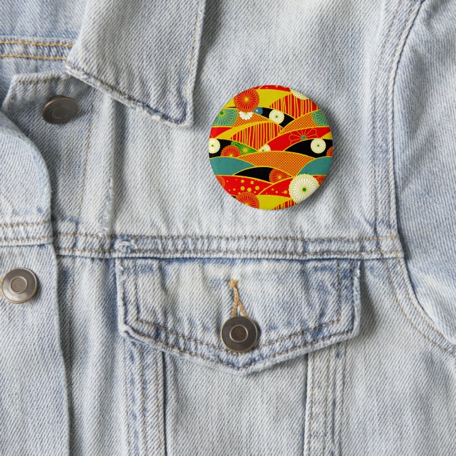 Badge Rond 5 Cm Bouton Paysage Magique Abstrait (En situation)