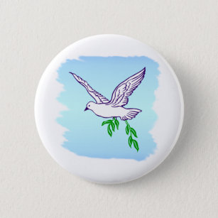 Badge Rond 5 Cm Bouton Peace Dove with Olive Branch