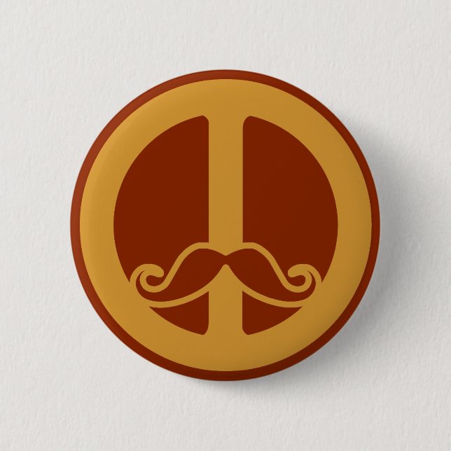 Badge Rond 5 Cm Bouton Peace Stache (Devant)