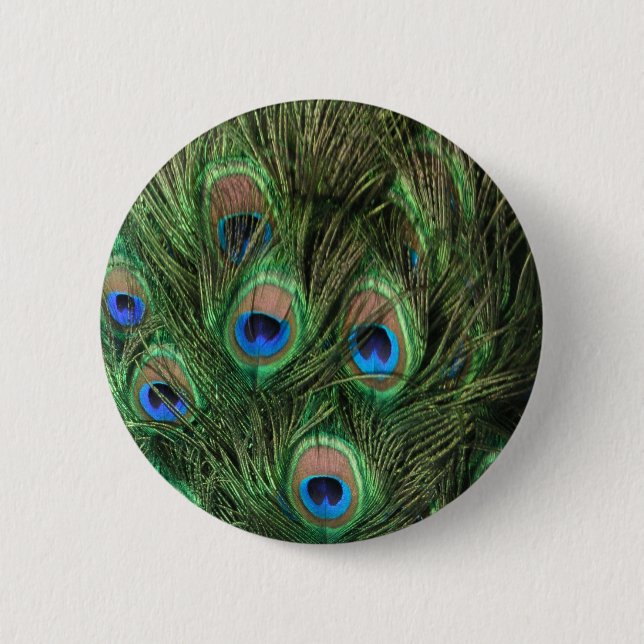 Badge Rond 5 Cm Bouton Peacock Feather (Devant)