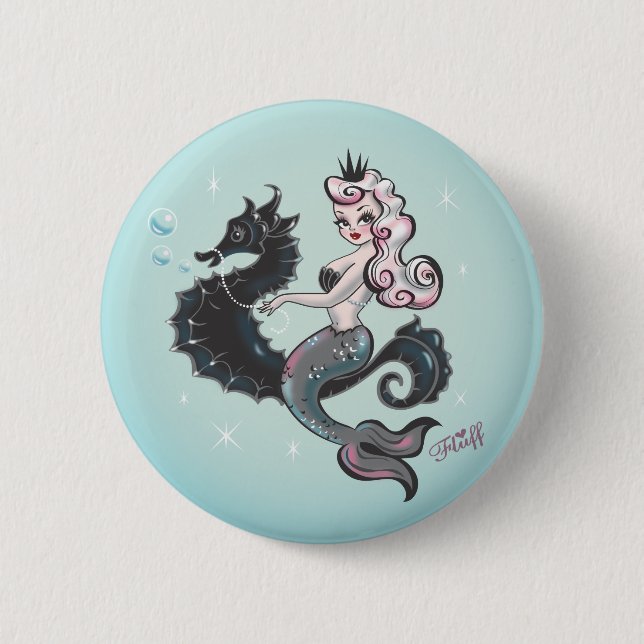 Badge Rond 5 Cm Bouton Pearla Mermaid par Fluff (Devant)