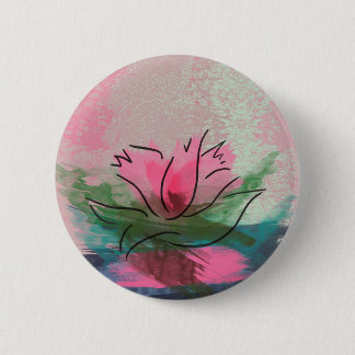 Badge Rond 5 Cm Bouton, peinture rose de fleur