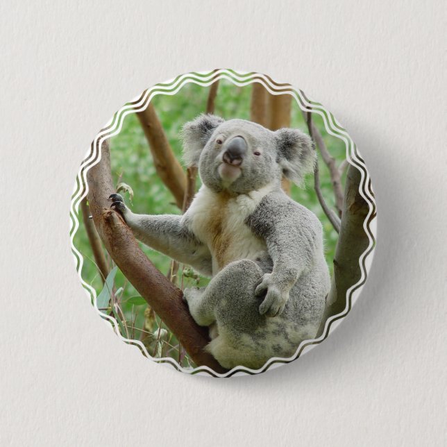 Badge Rond 5 Cm Bouton pelucheux de koala (Devant)