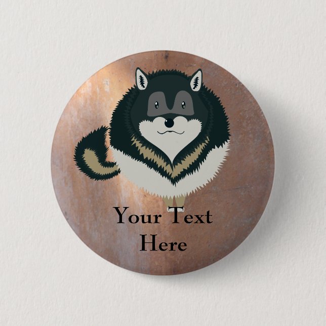 Badge Rond 5 Cm Bouton pelucheux de loup (Devant)