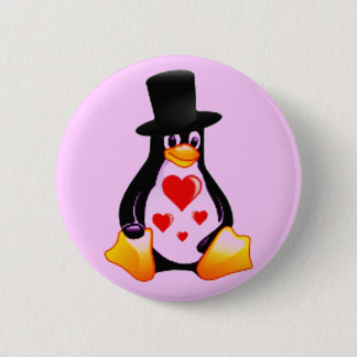 Badge Rond 5 Cm Bouton Penguin dans l'amour