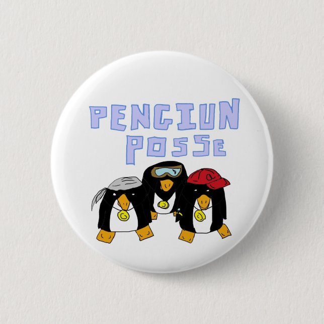 Badge Rond 5 Cm Bouton Penguin Posse (Devant)