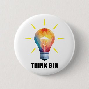 Badge Rond 5 Cm Bouton Penser grand