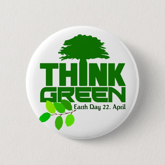Badge Rond 5 Cm Bouton Penser vert (Devant)