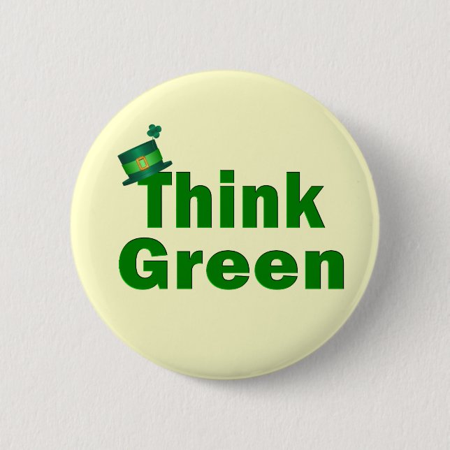 Badge Rond 5 Cm Bouton Penser vert (Devant)