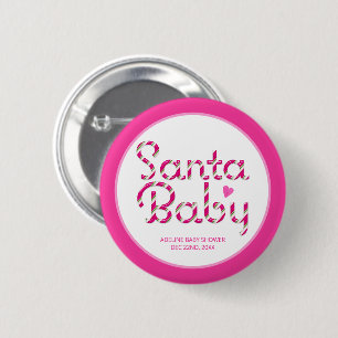 Badge Rond 5 Cm Bouton père Noël Baby Pink Holiday Baby shower