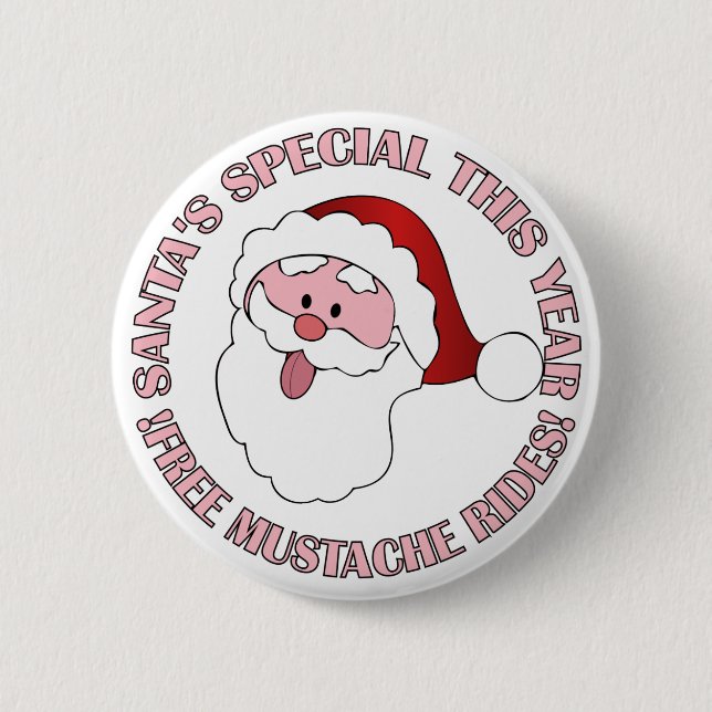 Badge Rond 5 Cm Bouton père Noël Mustache Rides (Devant)