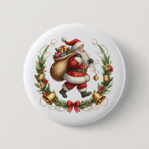 Badge Rond 5 Cm Bouton Père Noël vintage