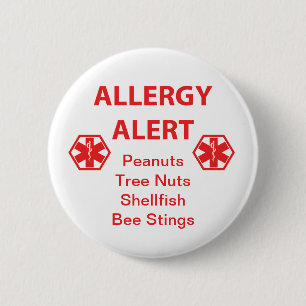 Badge Rond 5 Cm Bouton personnalisable d'alerte d'allergie